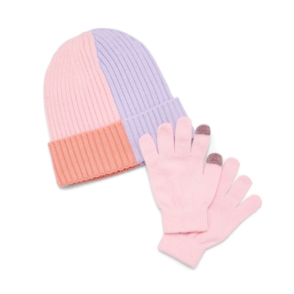 Wonder Nation Pink, Purple, and Coral Hat and Gloves Set